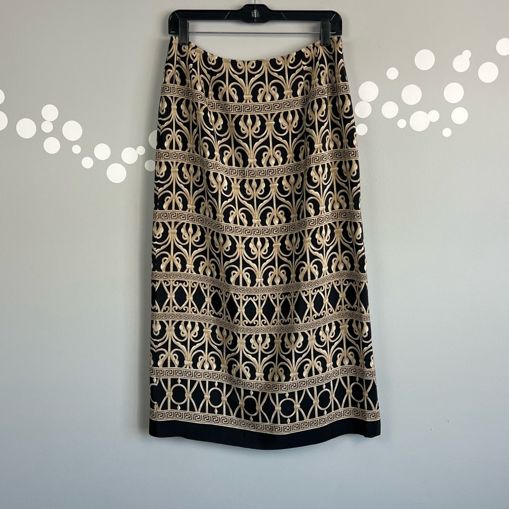 Talbots Silk Greek Geometric Skirt Size 10